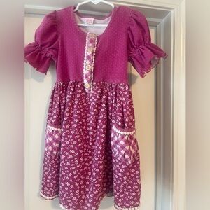 Ricrac & ruffles pink flower dress